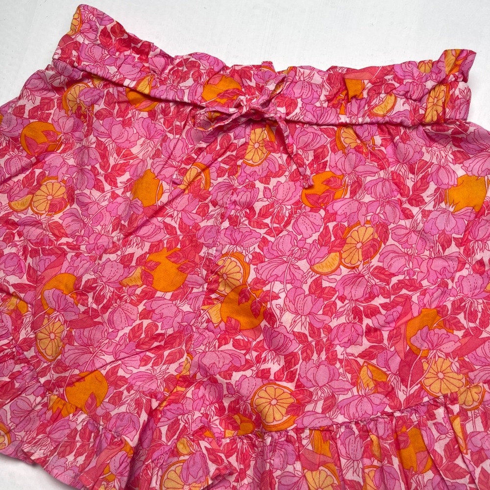 J. Crew Organic Cotton Voile Ruffle Beach Short‎ Pink Limone XXS All-Over Print - Picture 3 of 13
